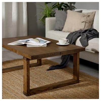 KALLBÄCKEN Table basse, plaqué chêne teinté brun, 114x72 cm