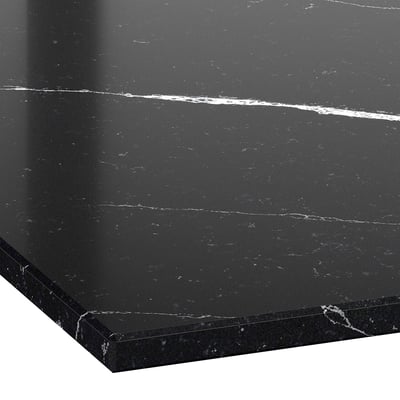 KASKER Plan de travail sur mesure, noir effet marbre blanc/quartz, 1 m²x2.0 cm
