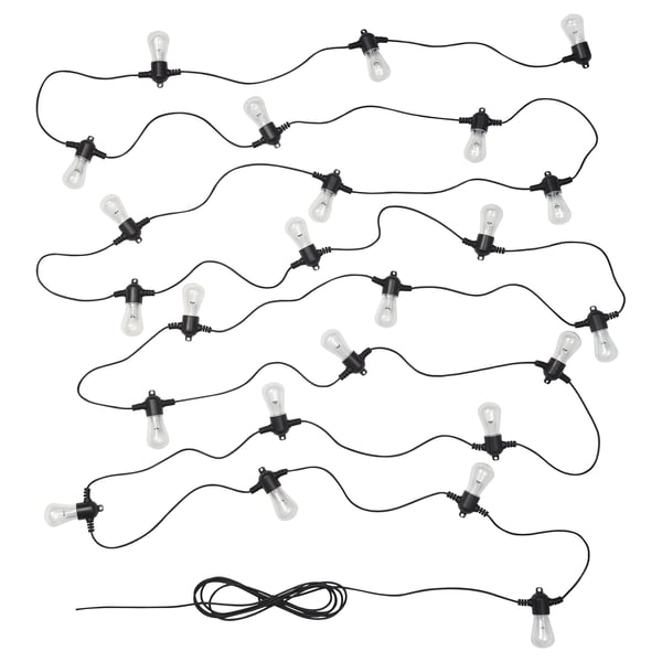 KASTTÅG Guirlande lumineuse à LED 24 amp, noir/extérieur
