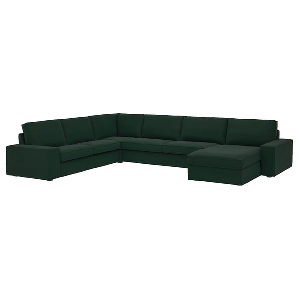KIVIK Canapé d'angle 6places + méridienne, Tallmyra vert foncé