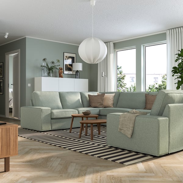 KIVIK Canapé en U, 7 places, Gunnared vert clair
