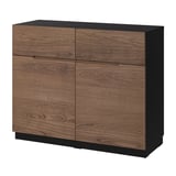 KLACKENÄS Buffet, noir/plaqué chêne teinté brun, 120x97 cm