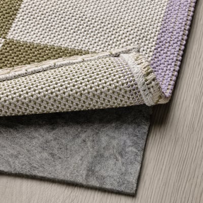 KLASSRUM Tapis tissé à plat, blanc/vert, 133x195 cm