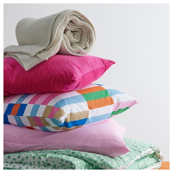 KLIBBKORSÖRT Housse de coussin, blanc/multicolore, 50x50 cm