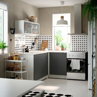 KNOXHULT Cuisine d'angle, gris foncé