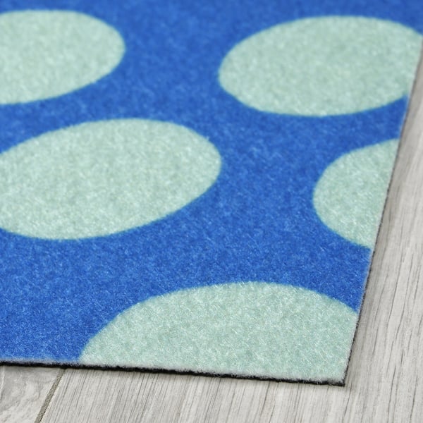 KÖRFÄLTSPIL Paillasson, bleu vert/à cercles, 40x60 cm