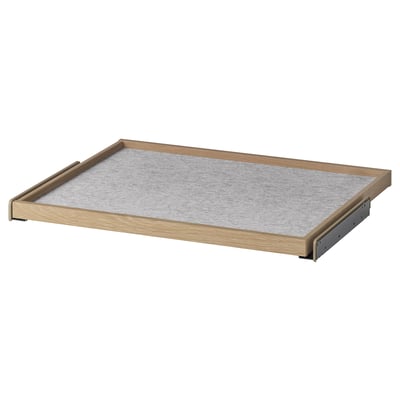 KOMPLEMENT Plateau couliss av tapis de tiroir, effet chêne blanchi/gris clair, 75x58 cm