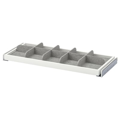 KOMPLEMENT Plateau coulissant av séparateur, blanc/gris clair, 75x35 cm