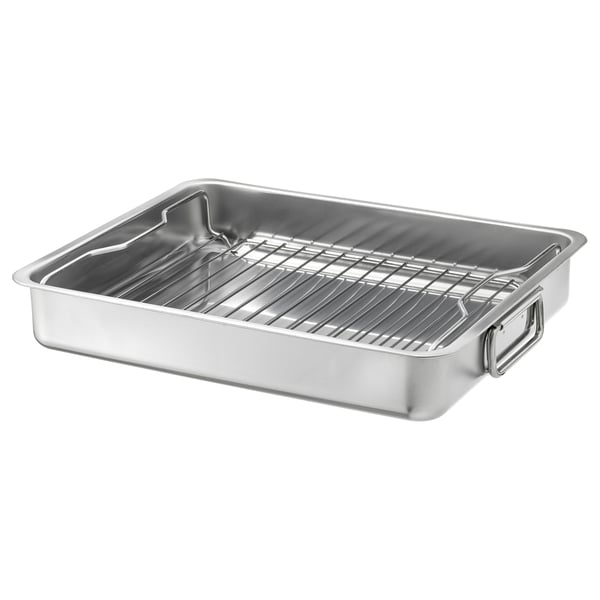 KONCIS Plat à four avec grille, acier inoxydable, 40x32 cm