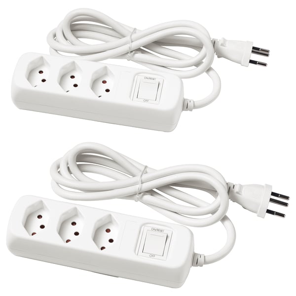 KOPPLA Bloc multiprise, 3 prises + inter, relié à la terre/blanc, 1.5 m
