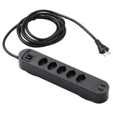KOPPLA Multiprise 5 prises + 2 ports USB, noir, 3.0 m
