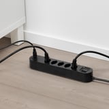 KOPPLA Multiprise 5 prises + 2 ports USB, noir, 3.0 m