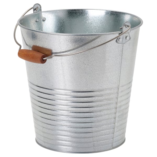 KORKGRAN Seau/cache-pot, intérieur/extérieur/acier zingué, 10 l