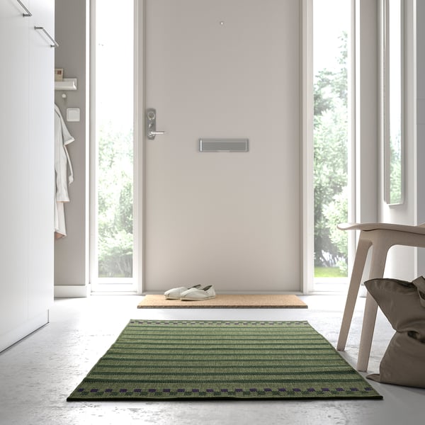 KORSNING Tapis tissé à plat, int/extérieur, vert violet/rayé, 80x150 cm