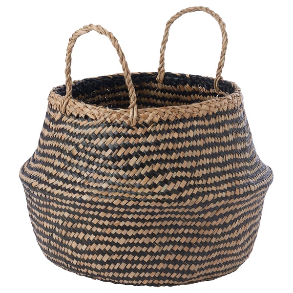 KRALLIG Panier, jonc de mer/noir, 25 cm