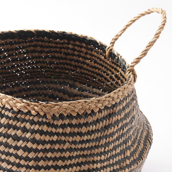 KRALLIG Panier, jonc de mer/noir, 25 cm