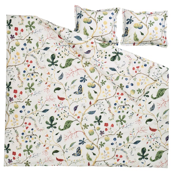 KRONBUSKE Housse de couette et 2 taies, beige clair/motif floral, 240x220/50x60 cm