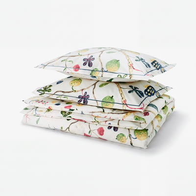 KRONBUSKE Housse de couette et 2 taies, beige clair/motif floral, 240x220/50x60 cm