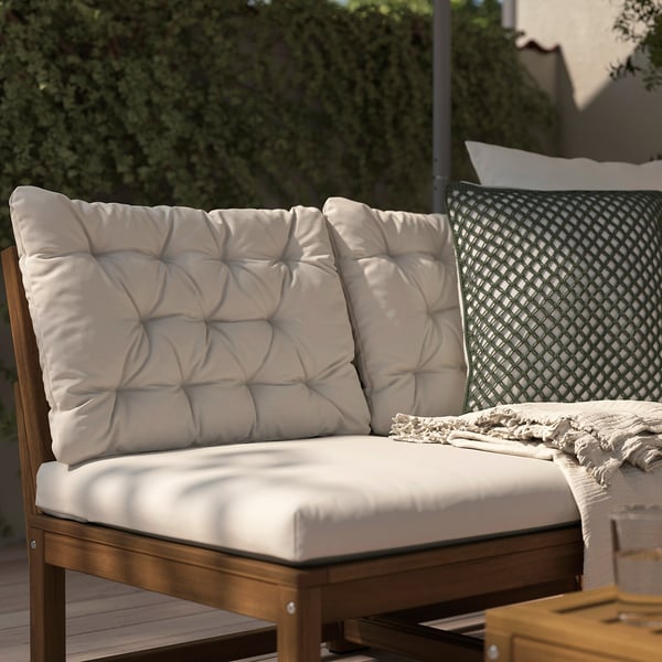 KUDDARNA Coussin dossier, extérieur, beige-gris clair, 62x44 cm