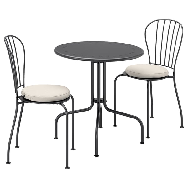 LÄCKÖ Table+2 chaises, extérieur, gris/Frösön/Duvholmen beige