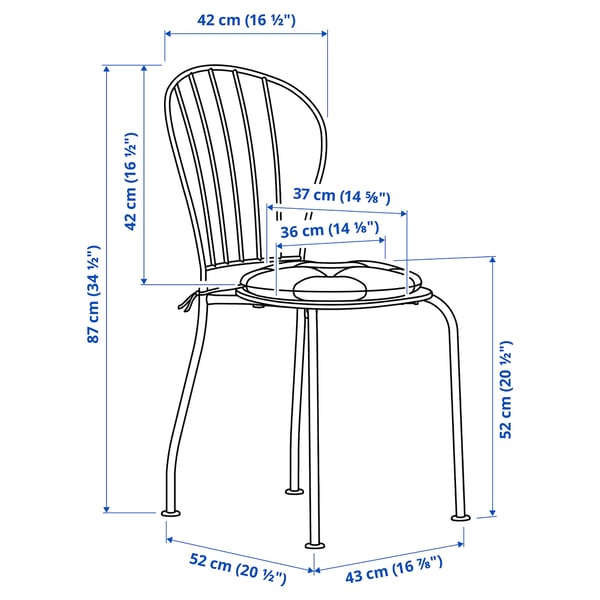 LÄCKÖ Table+2 chaises, extérieur, gris/Kuddarna gris clair-beige, 70 cm