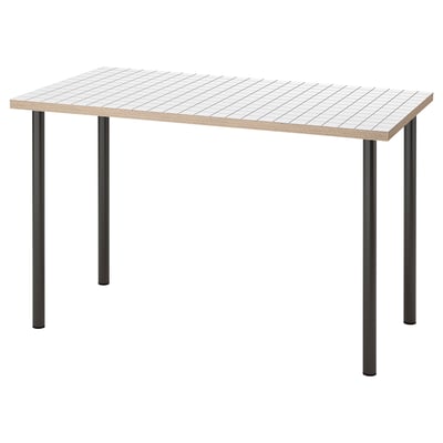 LAGKAPTEN / ADILS Bureau, blanc anthracite/gris foncé, 120x60 cm