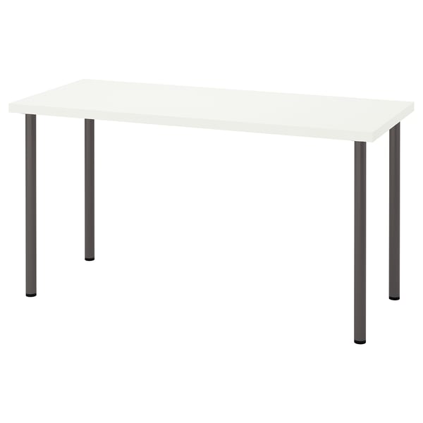 LAGKAPTEN / ADILS Bureau, blanc/gris foncé, 140x60 cm