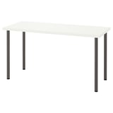 LAGKAPTEN / ADILS Bureau, blanc/gris foncé, 140x60 cm