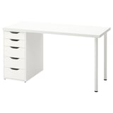 LAGKAPTEN / ALEX Bureau, blanc, 140x60 cm