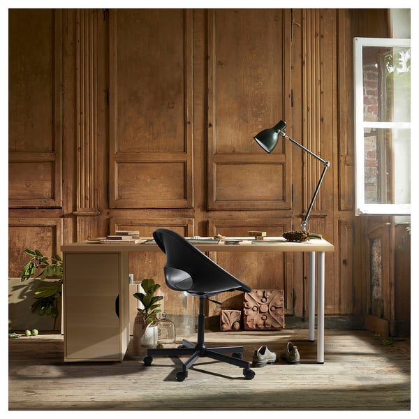 LAGKAPTEN / ALEX Bureau, teinté blanc/motif chêne blanc, 140x60 cm