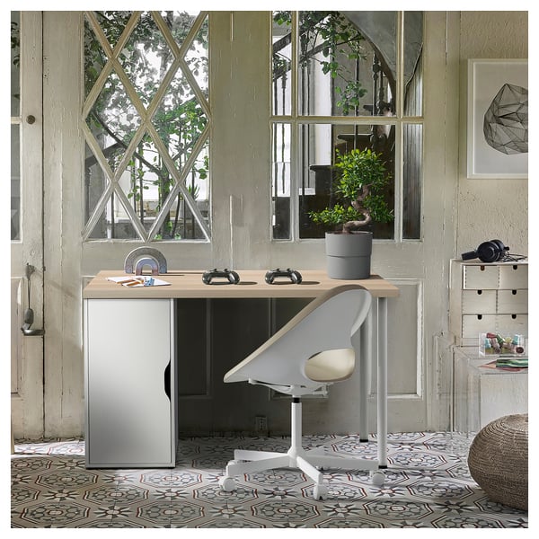 LAGKAPTEN / ALEX Bureau, teinté blanc/motif chêne blanc, 120x60 cm