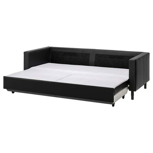 LANDSKRONA Canapé 3 places convertible, Grann/Bomstad noir/noir