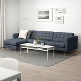 LANDSKRONA Canapé 4 places, avec méridienne/Gunnared bleu/bois