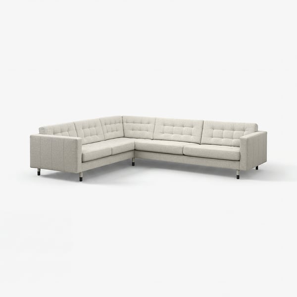 LANDSKRONA Canapé d'angle, 5 places, Gunnared beige/noir/bois