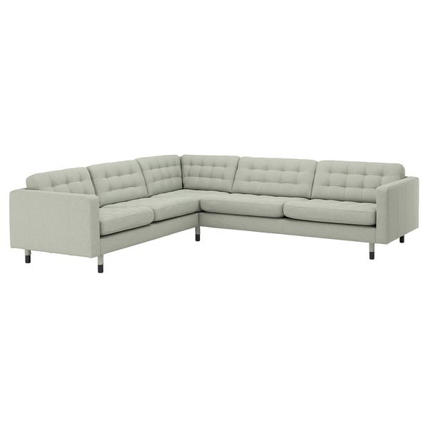 LANDSKRONA Canapé d'angle, 5 places, Gunnared vert clair/bois/noir