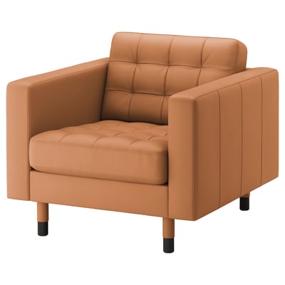 LANDSKRONA Fauteuil, Grann/Bomstad brun doré/bois/noir
