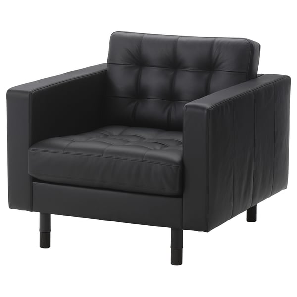 LANDSKRONA Fauteuil, Grann/Bomstad noir/bois/noir