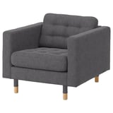 LANDSKRONA Fauteuil, Gunnared gris foncé/bois