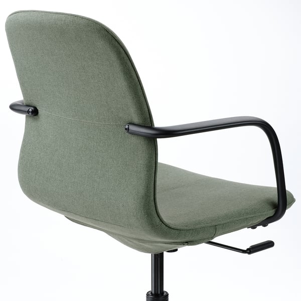 LÅNGFJÄLL Chaise conférence av accoudoirs, Gunnared vert gris/noir