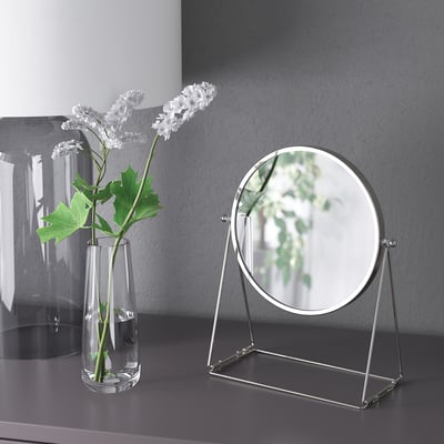 LASSBYN Miroir de table, couleur argent, 17 cm