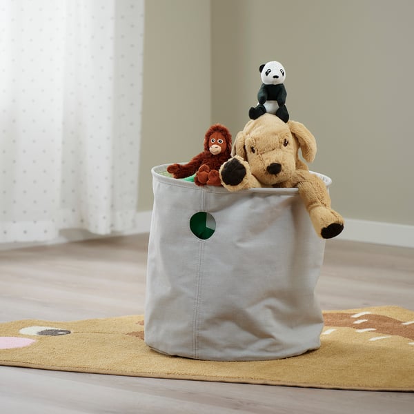 LEN Sac de rangement, à pois vert/gris clair