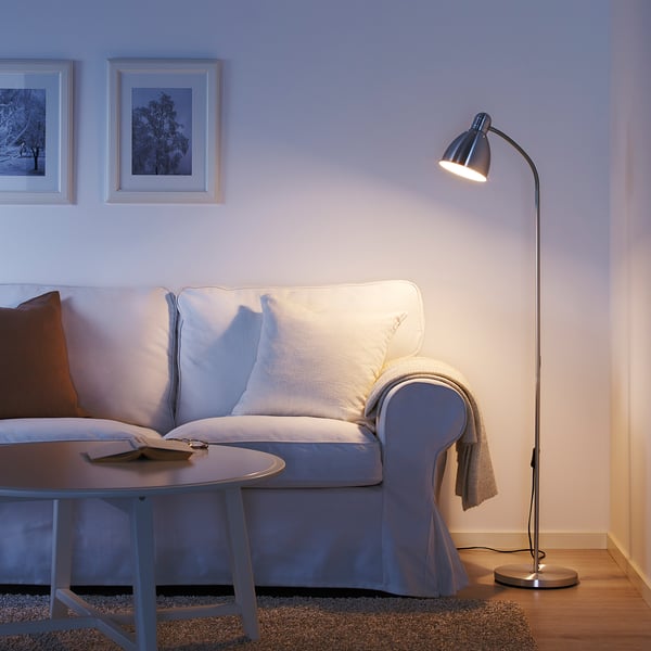 LERSTA Lampadaire/liseuse, aluminium effet chrome