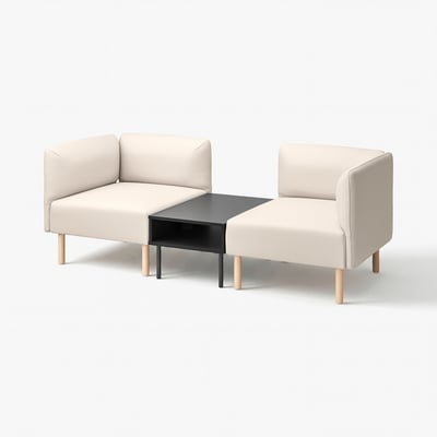 LILLEHEM Canapé modul 2 pl av table d'app, Vissle beige/bois