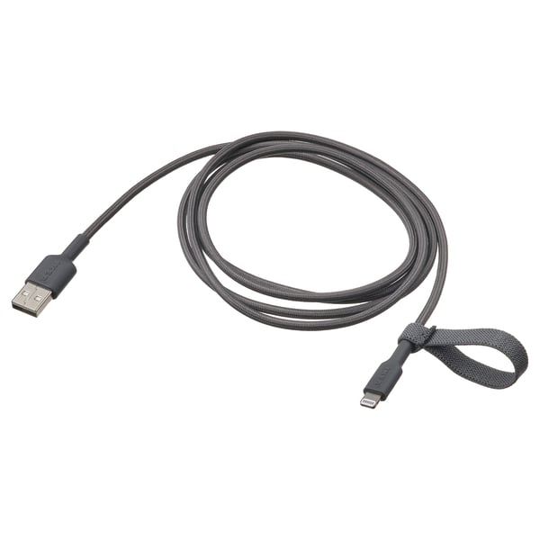 LILLHULT USB-A vers Lightning, gris foncé, 1.5 m