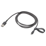 LILLHULT USB-A vers Lightning, gris foncé, 1.5 m