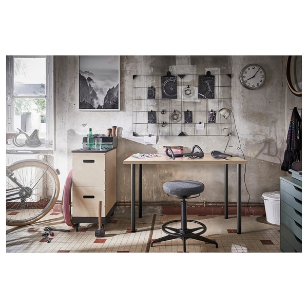 LINNMON / ADILS Bureau, effet chêne blanchi/gris foncé, 100x60 cm