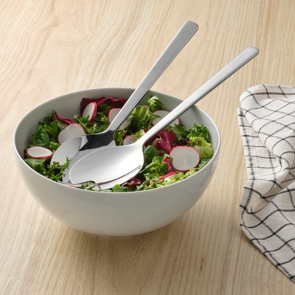 LÖFTESRIK Couverts à salade, 2 pièces, acier inoxydable, 29 cm