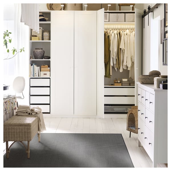 LUFTFARTYG Tapis tissé à plat, int/extérieur, noir/rayure, 160x230 cm