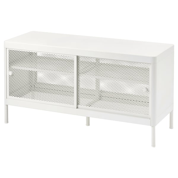 MACKAPÄR Banc rangement av portes couliss, blanc, 100x37 cm