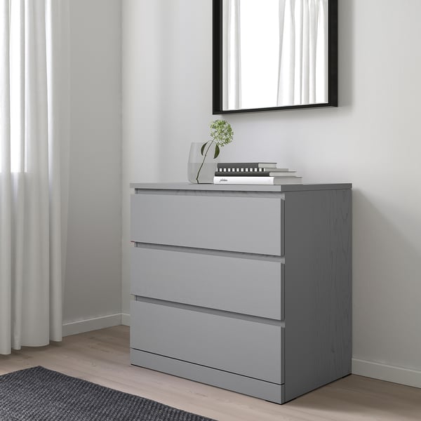 MALM Commode 3 tiroirs - gris teinté - IKEA Suisse
